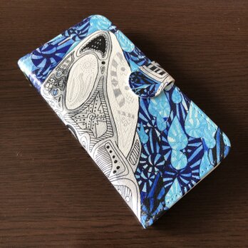 手帳型iPhoneケース/スマホケース/青い海のシャチの画像