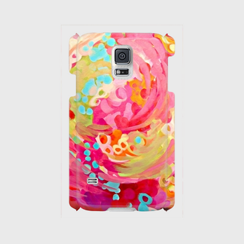 アートペイント　"花の渦"　　Galaxy　S8等　大サイズスマホ対応　ハードケース　抽象画の画像