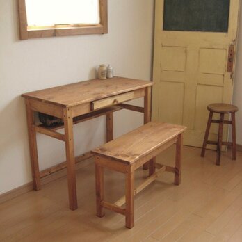 wide drawer DESK ＆ BENCH pineの画像