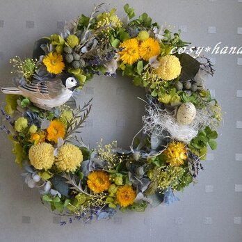 春の森小鳥wreathの画像