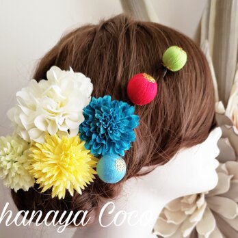 爽花 和ponボールとマムの髪飾り7点Set No730の画像