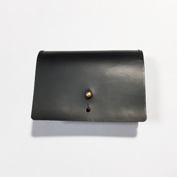 ガラスレザーの小さなお財布（ブラック×ゴールド×グレー）の画像