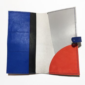 ポップな牛革のオーガナイザー（グレー×ブルー×オレンジ×ブラック）