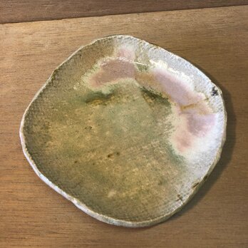 りんご灰釉　タタラ四角皿　(信楽土)(227)の画像