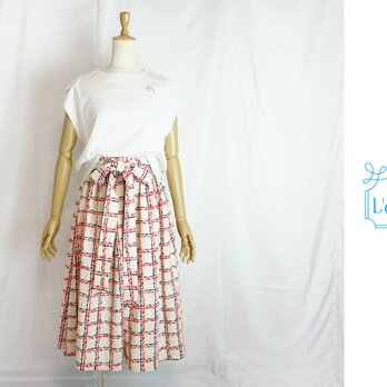 格子模様のギャザースカートの画像