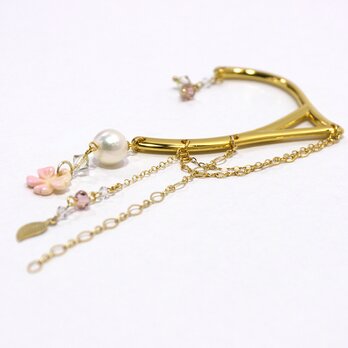あこや本真珠と桜色シェルのイヤーフックの画像