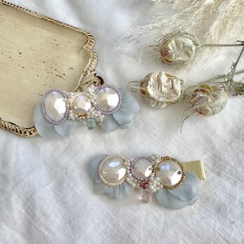 花びらとビーズ  クリップ  green