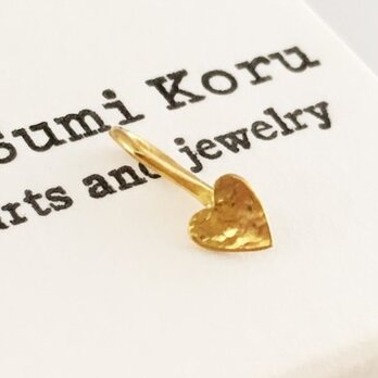 小さなハートの純金ピアス◇K24 Pure Gold Heart◇純金ピアス/ホック・クリップ◇片耳の画像