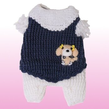胸-45オーダー手編み 手作りのわんちゃん犬服つなぎ(秋冬)の画像