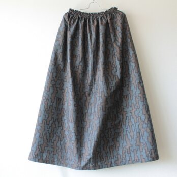 ☆大島紬着物ミディロングスカート☆幾何学模様♪/31ks72