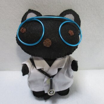 黒猫のお医者さん　フェルト マスコット　ぬいぐるみの画像