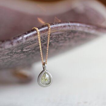 K18・Pt ローズカット・ダイヤモンドネックレス 〈ペアシェイプ・クリア〉