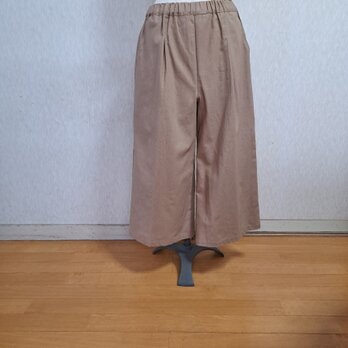 ベージュ　ガウチョパンツ　キュロットパンツ　ベージュ　綿麻　Lサイズ　11号の画像