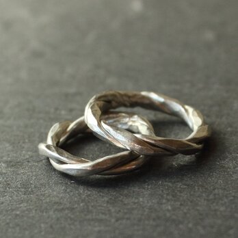 ◆錫 (スズ) × silver リング【Twist Hammered Tin Ring】の画像