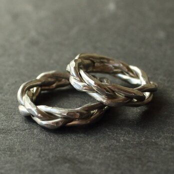 ◆錫 (スズ) × silver リング【Braid Hammered Tin Ring】の画像