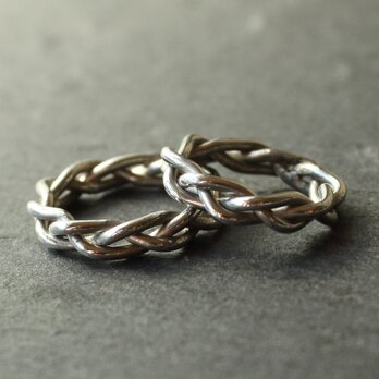 ◆錫 (スズ) × silver リング【Braid Tin Ring】の画像