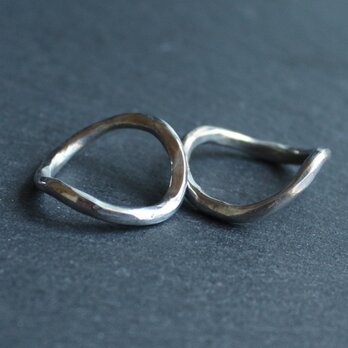 ◆錫 (スズ) × silver リング【Line Hammered Tin Ring 歪み 】の画像