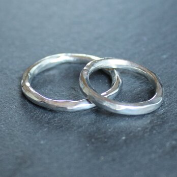 ◆錫 (スズ) × silver リング【Line Hammered Tin Ring 】の画像