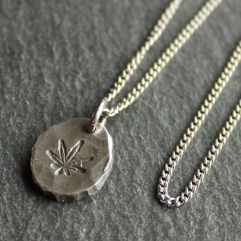 ◆錫 (スズ) × silver ネックレス【Stamped Tin Necklace #Hemp】の画像