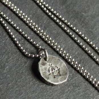 ◆錫 (スズ) × silver ネックレス【Stamped Tin Necklace #Anarchy】の画像
