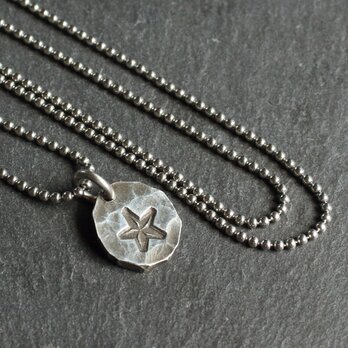 ◆錫 (スズ) × silver ネックレス【Stamped Tin Necklace #Star】の画像