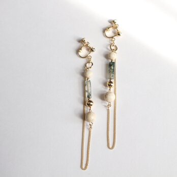 Stone＆Chain long earring(pierce)の画像
