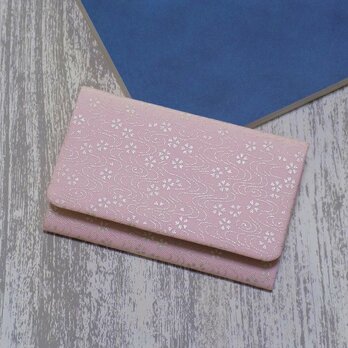 名刺入れ　カードケース　オックスピンク製　「桜に流水　銀」　の画像