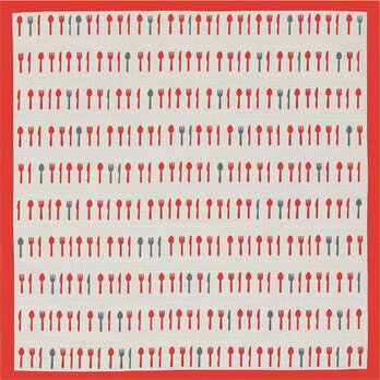 風呂敷　日本のかたち　チーフ　カトラリー　ふろしき 弁当箱包み　赤　綿100％　50cm幅の画像