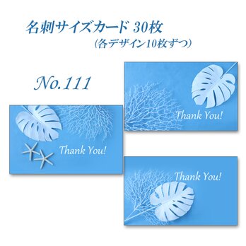 No.111  白いモンステラ   名刺サイズサンキューカード   30枚の画像
