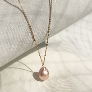 【K14GF/シルバー】ピンクバロック淡水真珠のネックレスの画像