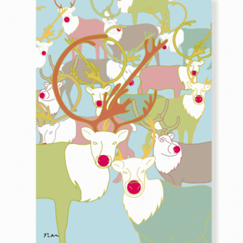 クリスマスカード　トナカイの画像