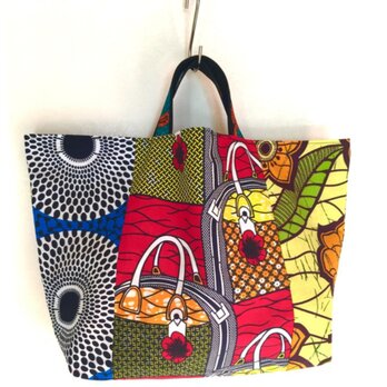 アフリカパッチワーク布ハンドメイドバッグの画像