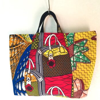 アフリカパッチワーク布ハンドメイドバッグの画像