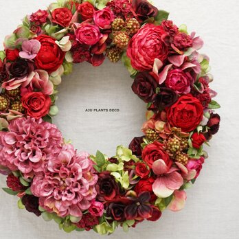 Red Wreath  33cm（造花）の画像