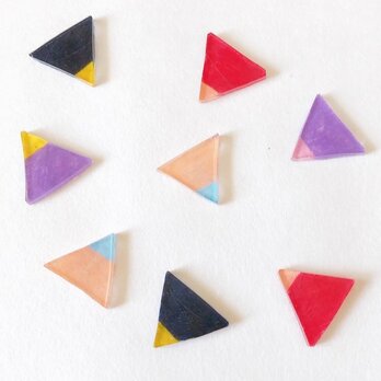 三角ピアス(バイカラー/4colors)/プラバンの画像