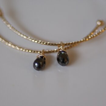 【U for you】ブラックダイヤモンド1粒フープピアス