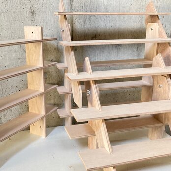 商品ディスプレイ　ひな壇5段/背面3段/50幅/普通合板/1台〈上質材〉2way イベント什器 商品陳列棚の画像