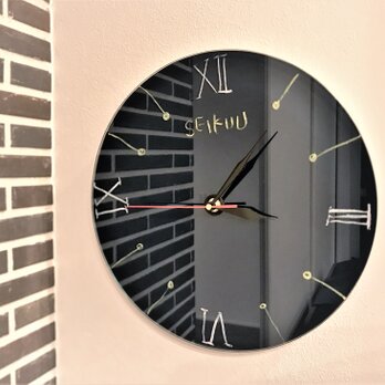 自分デザイン掛け時計 / ネイビーブルー　カラーガラス時計　の画像