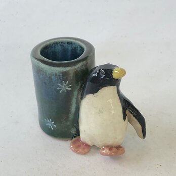 陶のスタンド「ペンギン」の画像