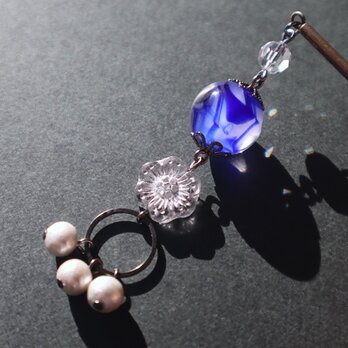 とんぼ玉 かんざし 一本 玉簪 ヘアーアクセサリー ガラス工芸品 ブルー