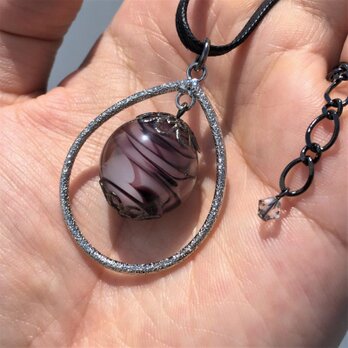 ネックレス とんぼ玉 雫 大粒 20mm 和小物 アクセサリー 大阪 ガラス 工芸 ビーズ 送料無料 パープル 紫の画像