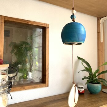 陶鈴（陶器の風鈴　ターコイズブルー.c