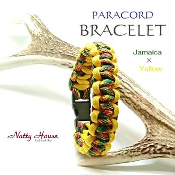 ジャマイカ ブレスレット PARACORD パラコード パラシュート アウトドア ロープ キャンプ 防災 手編みの画像