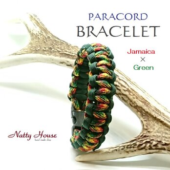 ジャマイカ ブレスレット PARACORD パラコード パラシュート アウトドア ロープ キャンプ 防災 手編みの画像