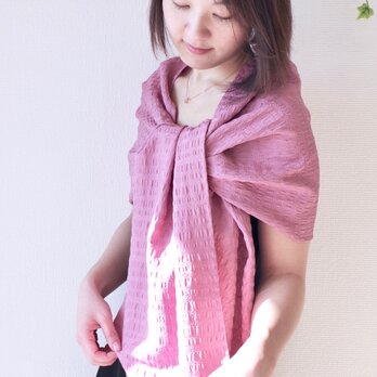 【冷房対策にも】フィルタンゴストール  西洋更紗柄　ラベンダーピンク。京都丹後より、洗えるシルクストール。の画像