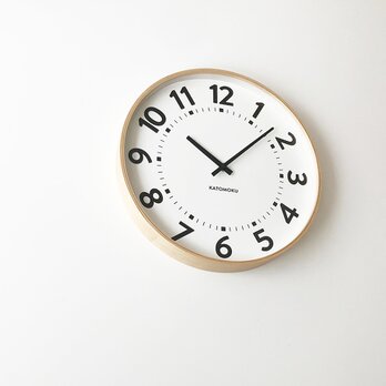 KATOMOKU plywood clock 16 km-106NARC ナチュラル 電波時計 連続秒針 大きい時計の画像