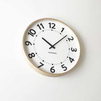 KATOMOKU plywood clock 16 ナチュラル km-106NA 掛け時計 木製 大きいの画像