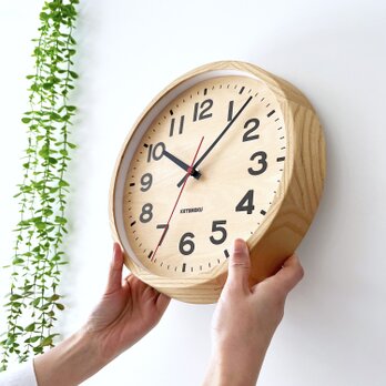 KATOMOKU muku clock 15 ナチュラル km-107NA 掛け時計 木製 無垢材の画像