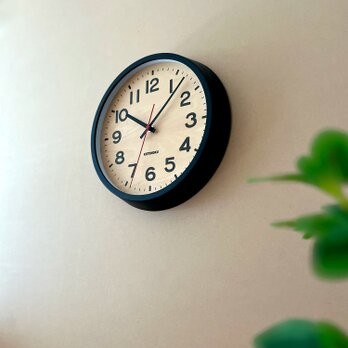 KATOMOKU muku clock 15 ブラック km-107BKRC 電波時計 木製 無垢材の画像