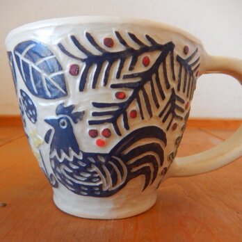 リスと鳥のコーヒーカップの画像